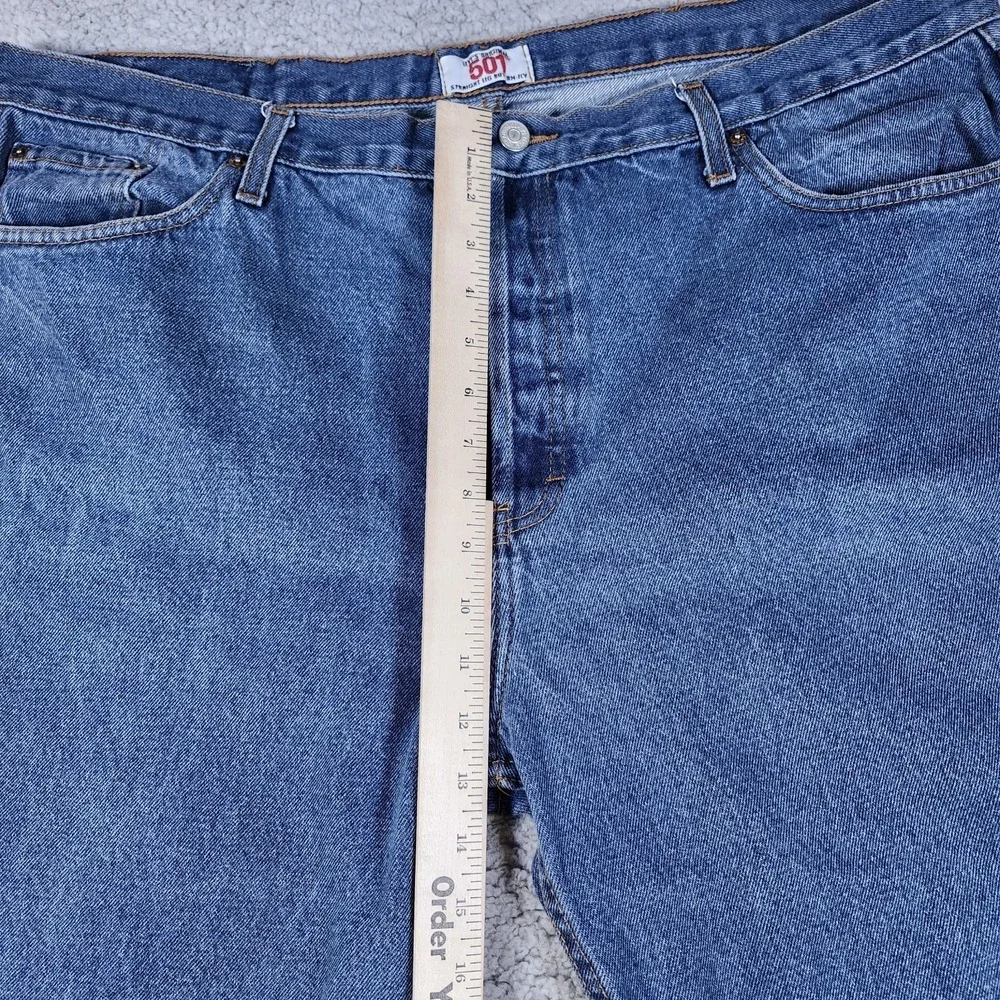 Levis 501 Button Fly Jeans Size 42 x 30 Blue Denim